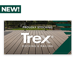 TREX - PROUDLY STOCKING, INDOOR/OUTDOOR BANNER