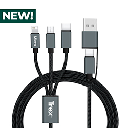 TREX - 5 FT 3-IN-1 CHARGING CABLE W/ TYPE-C